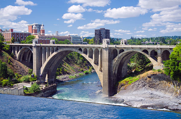 Monroe Street Bridge spanning the Spokane River in downtown Spokane, Washington, near Affordable Drains service area
